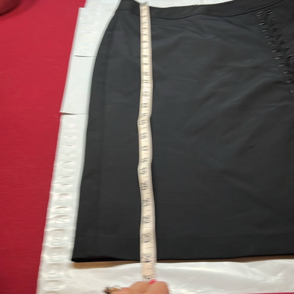 BLACK stretchy pirate lace up pencil SKIRT midi corset nylon spandex 9/10 TAWAIN - Picture 4 of 12